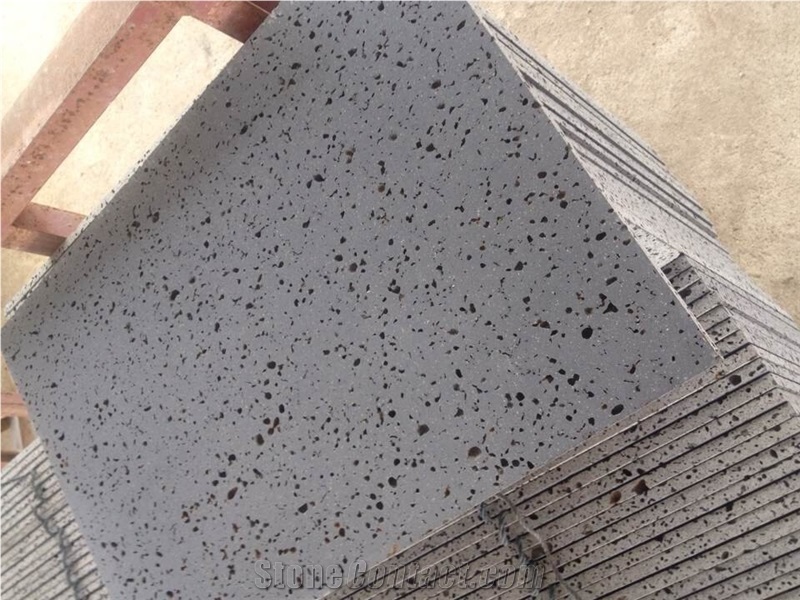 Hainan Basalt Honed Lava Stone Tiles for Flooring