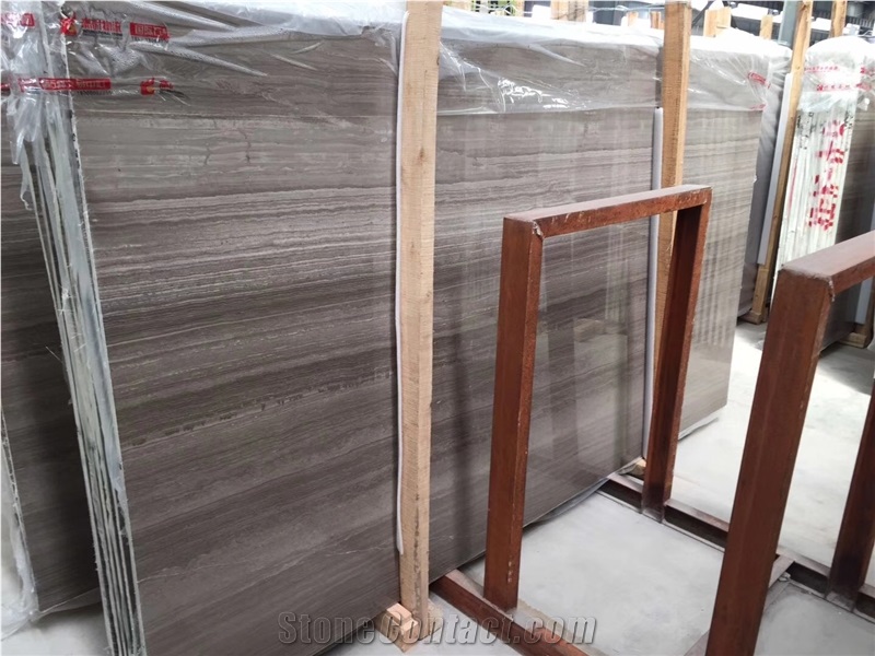 Polished Coffee Wooden Marble Slabs for Interior Decoration