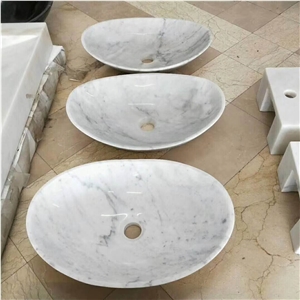 Round White Marble Wash Basin for Sale