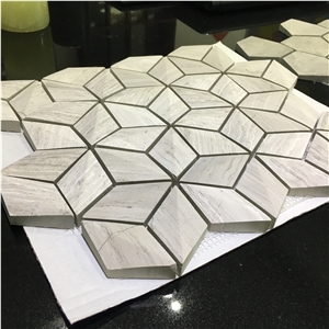 White Wooden Mosaic Stone for Interior Decoration