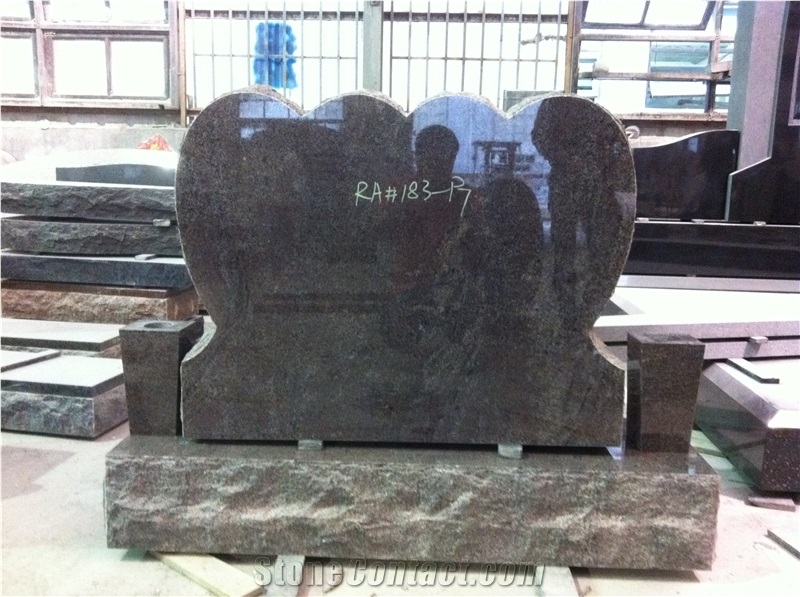 Custom Design Granite Locking Hearts Tombstone for Cemetery