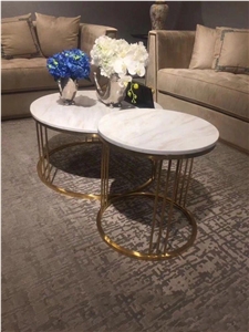Custom Design Marble Round Tables Volakas Office Furniture