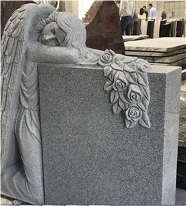Engraved Monument Shanxi Black Angel Monuments for Cemetery