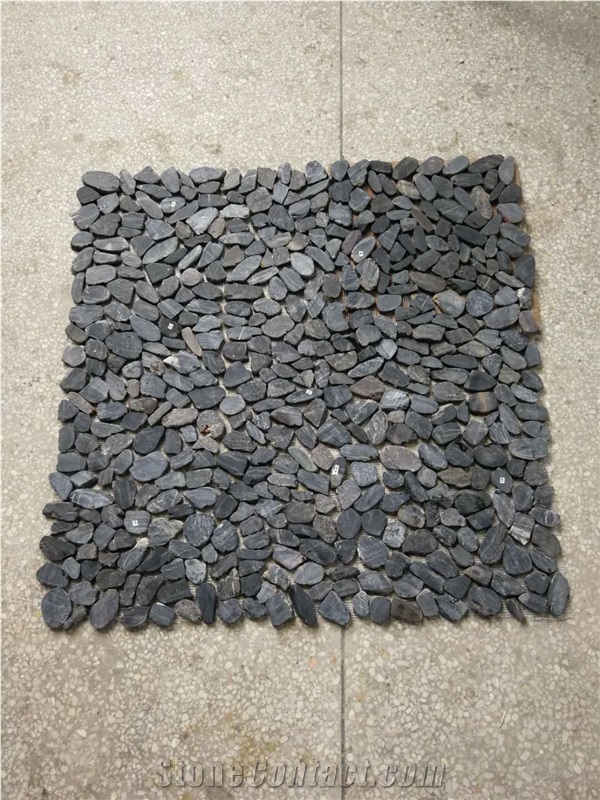 Pebble Tile Mosaic Yellow Pebble Stone with Mesh