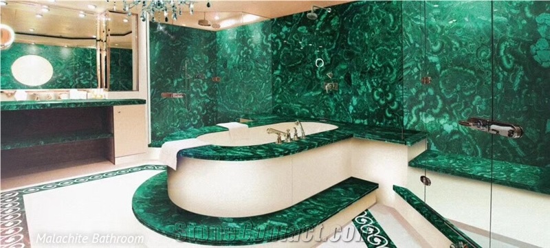 Semiprecious Gemstone Green Malachite for Bathroom Project