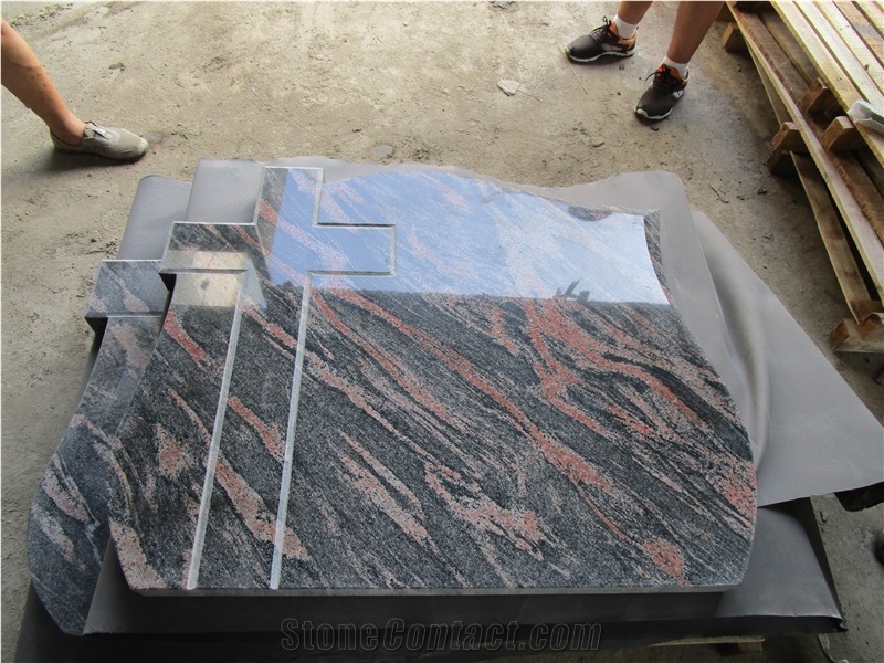 China Cheap New Aurora Cardan Red Brown Granite Cross Headstone Tombs