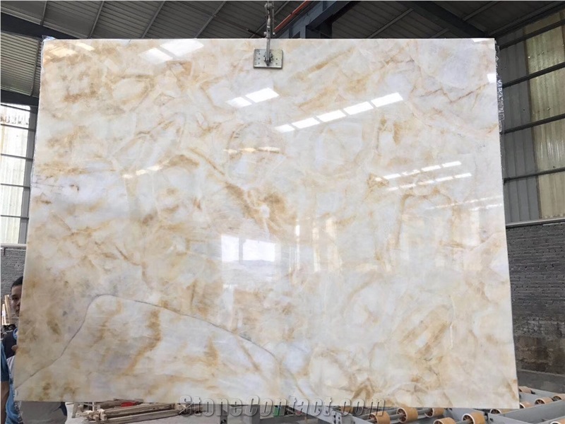 Luxury Natural Translucent Gold Onyx Slabs Low Cost From China