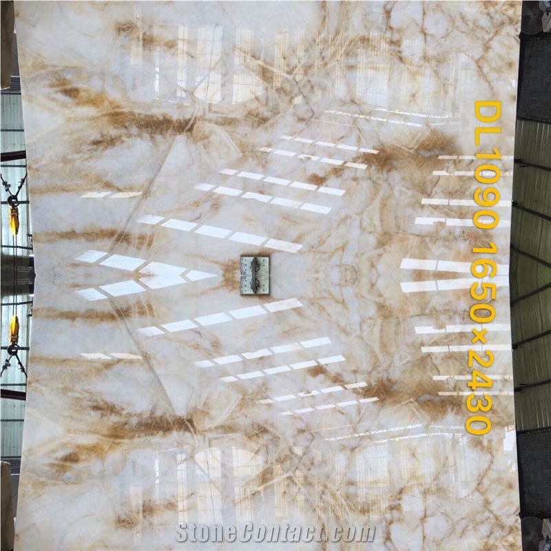 Luxury Natural Translucent Gold Onyx Slabs Low Cost