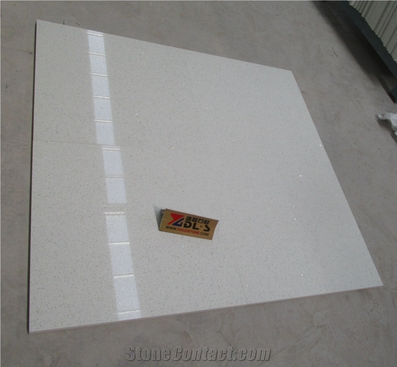 Polished Artificial Crystal White Quartz Floor Tiles
