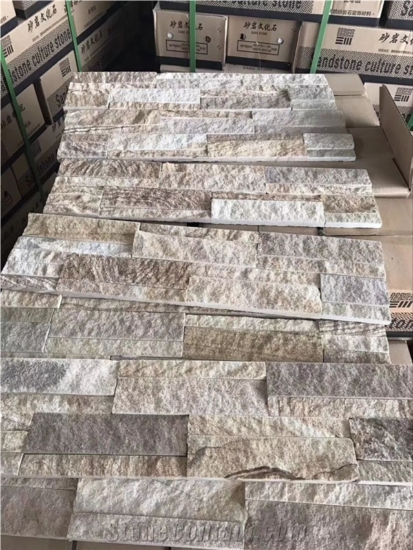 Beige Yellow Sandstone Interior Exterior Wall Cladding Cultural Stone