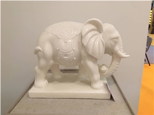 Elephant Animal Sculpture White Marble Interior Exterior Decoration