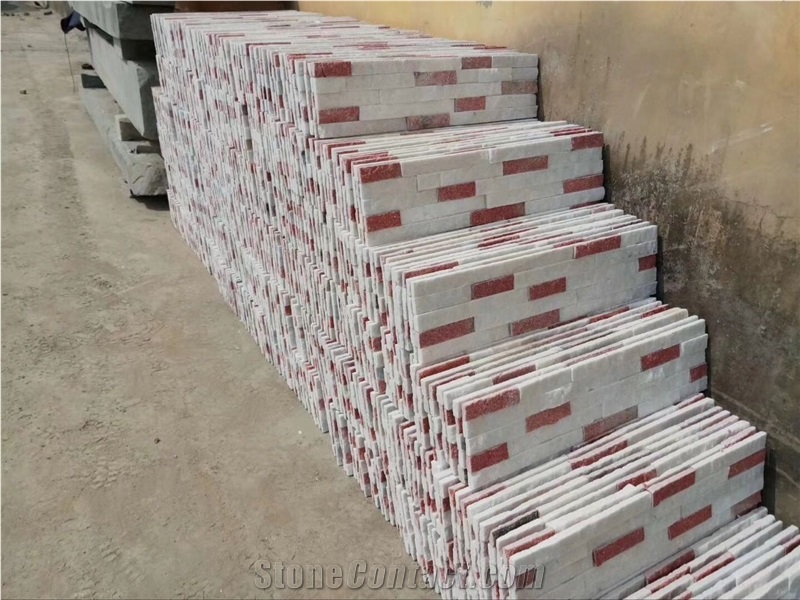 Red & White Sandstone Cultural Stone Wall Cladding Covering