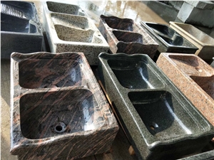 Solid Square Sink Granite Polished Bathroom Kitchen Wash Basins