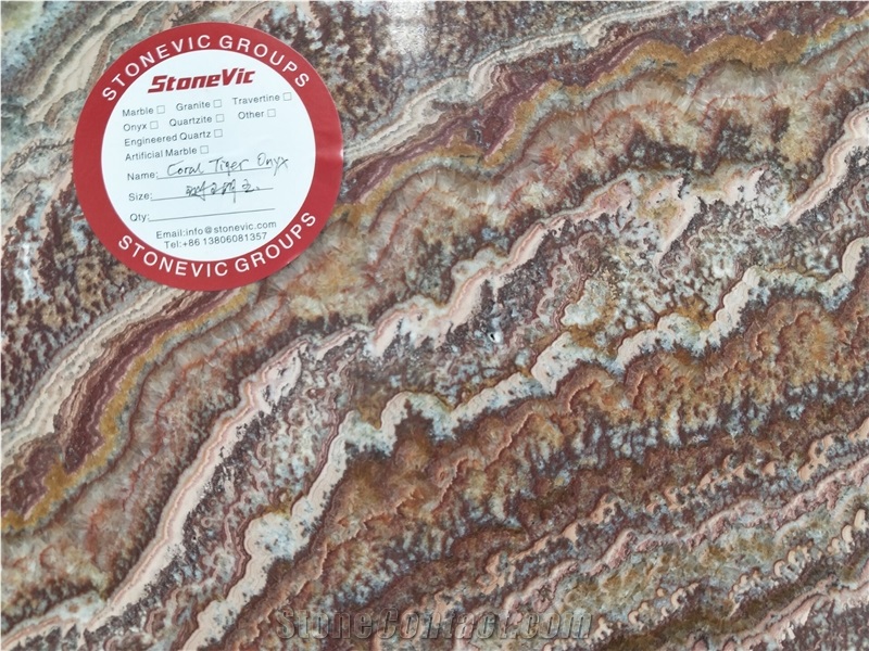 Onyx Coral Tiger Slabs Good Price with Good Quality