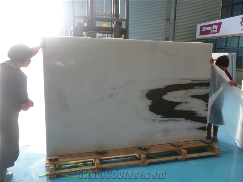 Panda White China Marble with Coarse Black Veins for Wall Background