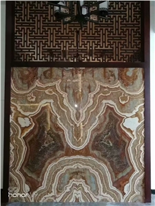 Tiger Onyx Bookmatched For Wall Translucent Design