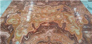 Translucent Tiger Onyx Book Matched Panels for Decorative Wall Design