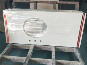 White Quartz Artificial Stone for Bathroom Countertops Solid