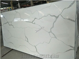 White Quartz Engineered Stone Veining Marble Look Slabs&Tile Best Price