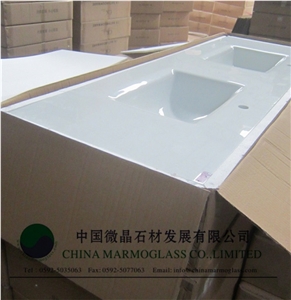 Professional Manufacturer Of Pure White Glass Bath Countertop