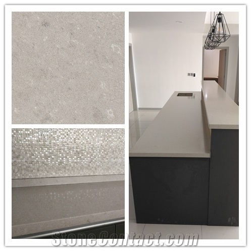 Marble Like Agglomerated Quartz Stone Slab for Table Top Bar Top