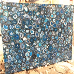 Dark Blue Gemstone Composite Slab Blue Semiprecious Slab