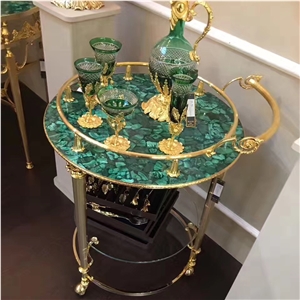 Green Agate Table Top Green Malachite Round Table Green Semiprecious