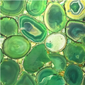 Green Onyx Gemstone Wall Panel Green Agate Stone Semiprecious Tile