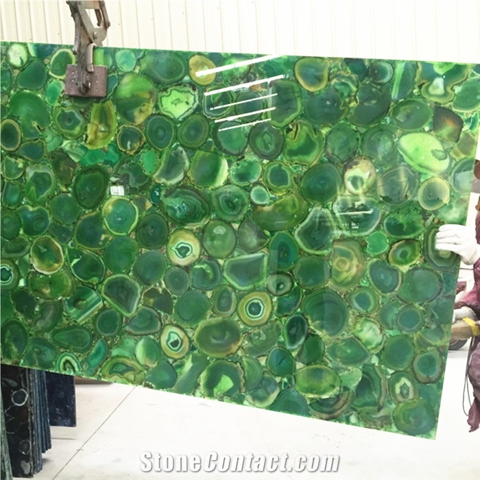 Green Onyx Gemstone Wall Panel Green Agate Stone Semiprecious Tile