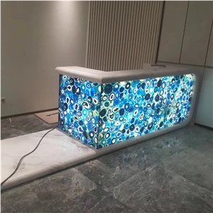 Light Blue Agate Stone Bar Counter Top Blue Gemstone Countertop