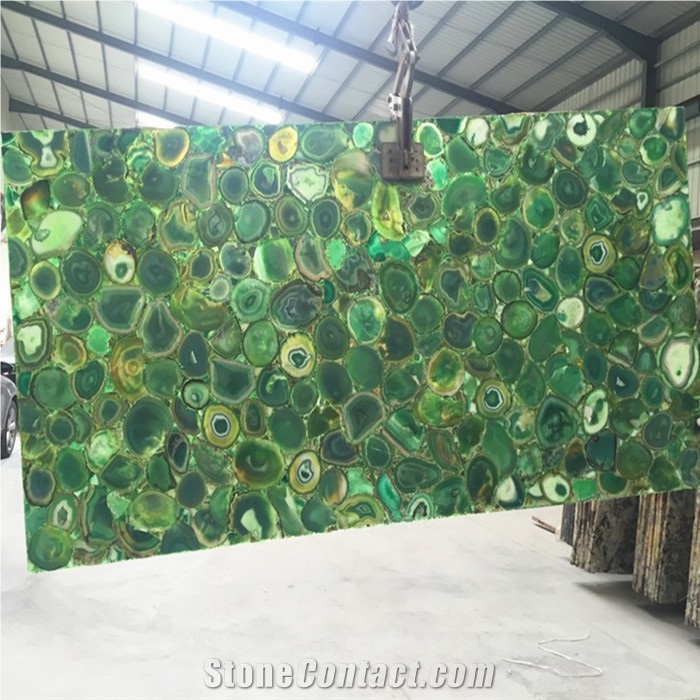 Natural Green Agate Stone Tile Green Semi-Precious Stone Tile Gemstone