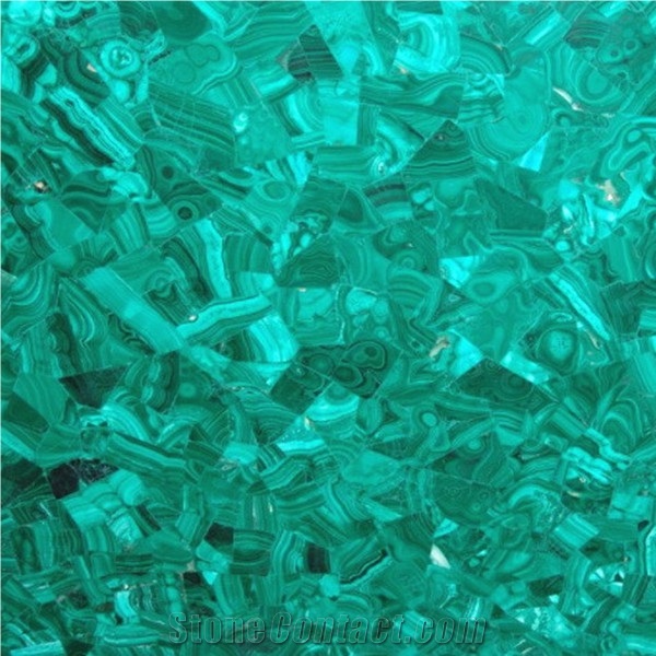 Natural Green Semi Precious Stone Tiles Green Gemstone Malachite Slabs