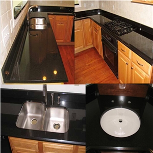 Nero Absoluto Granito China Pure Black Granite Double Sink Countertops