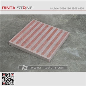 China Red Granite Natural Dark Real Deep Stone for Blind Person，Cube Stone & Pavers