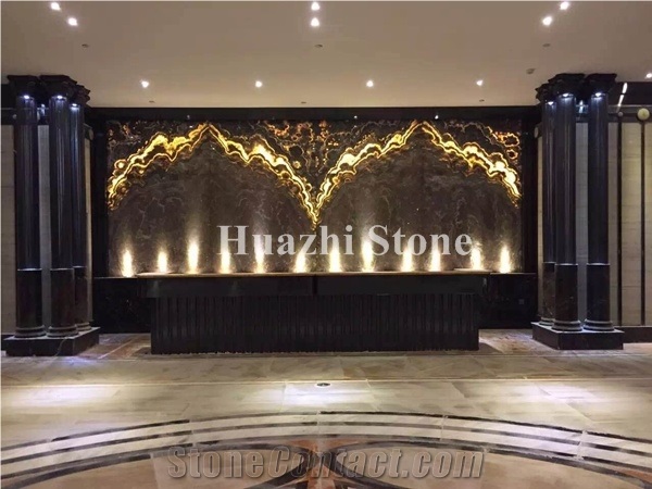 Black Onyx Bookmatched Wall Tile Interior Design Stone Slabs Tiles Black Dragon Onyx From China Stonecontact Com