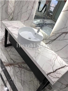 China New Lilac Polished White Marble Slabs Tiles Grey Vein