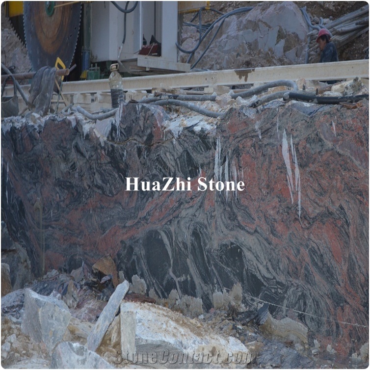 China Quarry Owner Granite Block Boulders Rough Exotic Multicolor Red