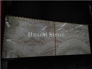 Coral Onyx Slab with Bookmatched
