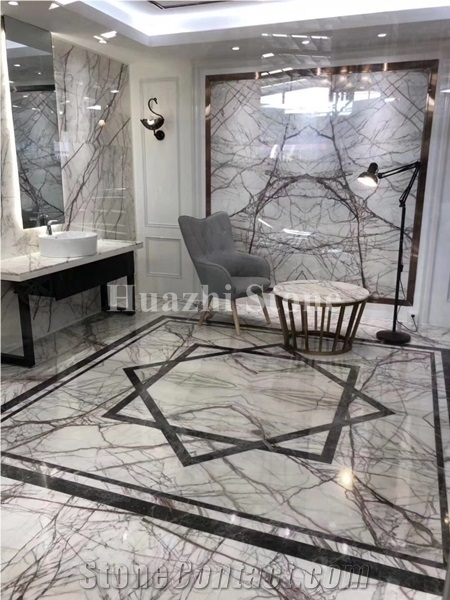 Eliza White Natural Marble Slabs, Tiles