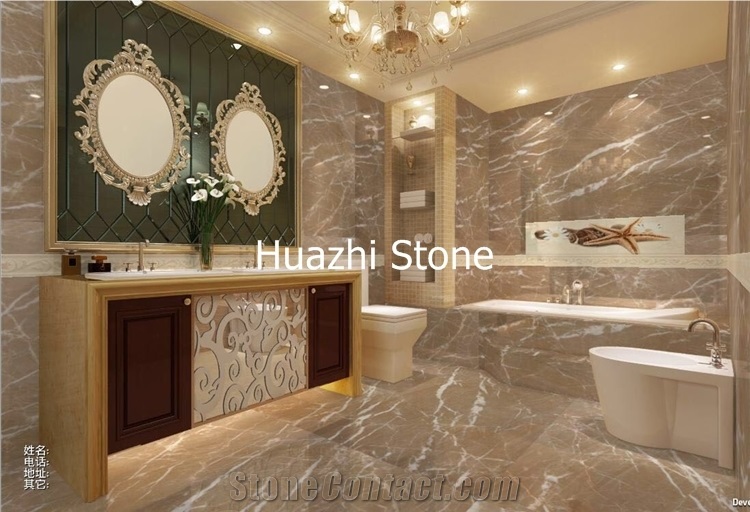 Emperador Light Marble Bath Design, Walling Tiles/Flooring Tiles