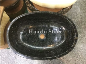Granite Oval Sinks for Home Decor, Black Stone Round Basins, Wash Sink