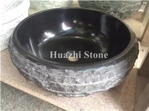 Granite Oval Sinks for Home Decor, Black Stone Round Basins, Wash Sink