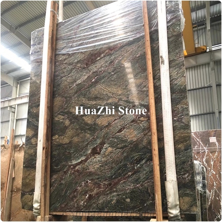 Green Rainforest Marble Slab Tiles with Competitive Price from India