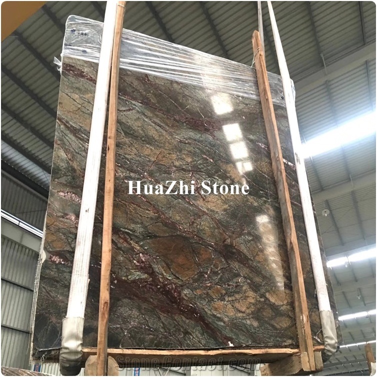 Green Rainforest Marble Slab Tiles with Competitive Price from India