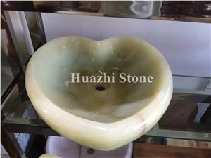 Heart Shape Sinks Onyx Basins Flower Shape Sinks Stone Rectangle Basin, Light Green Onyx Basins