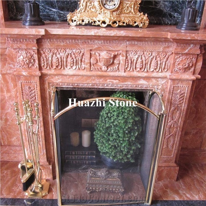 Home Decoration Modern Style Design Orange Marble Fireplace