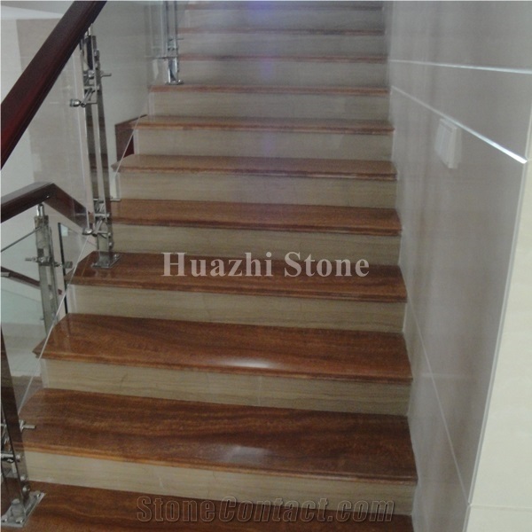 Home Interior/Red Wooden Marble Stairs & Steps/Home Improvement/Indoor
