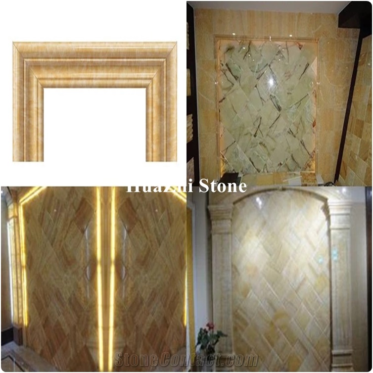 Interior Backlit Honey Yellow Wood Onyx Translucent Wall Panel