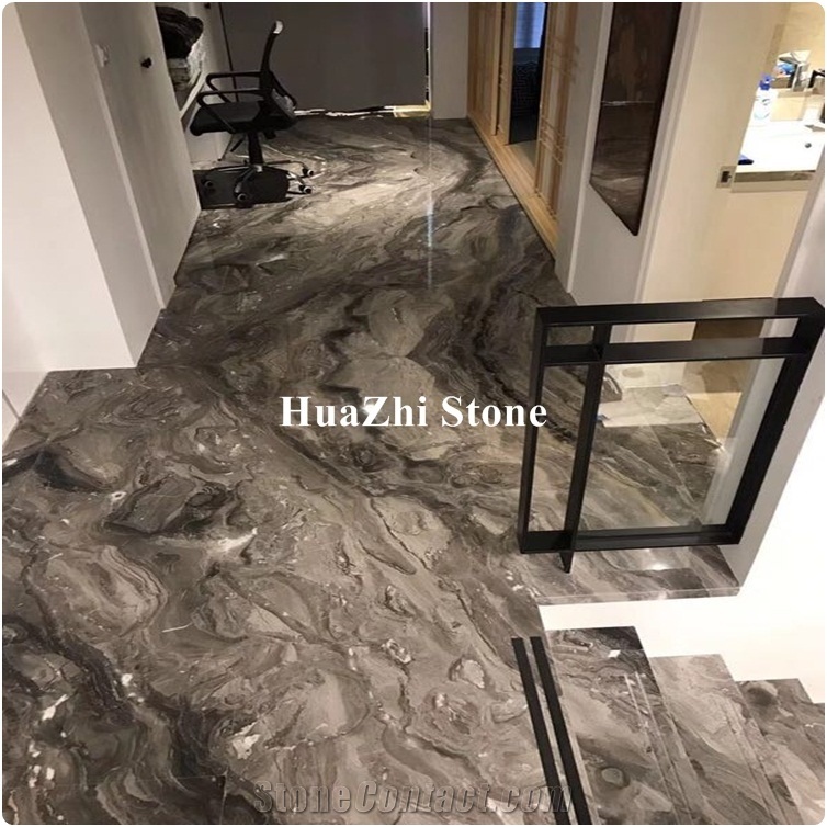 Polished Impression Venice Grey Wood Vein Precut Marble Flooring Tile