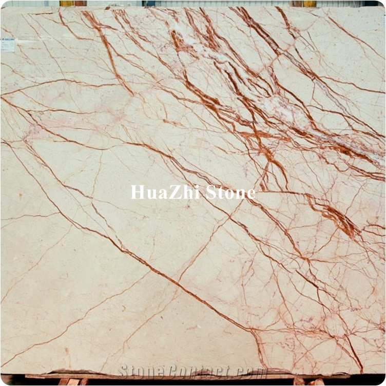 Red Line White Jade Marble Stone Slabs for Building Sizes Pteris Gold